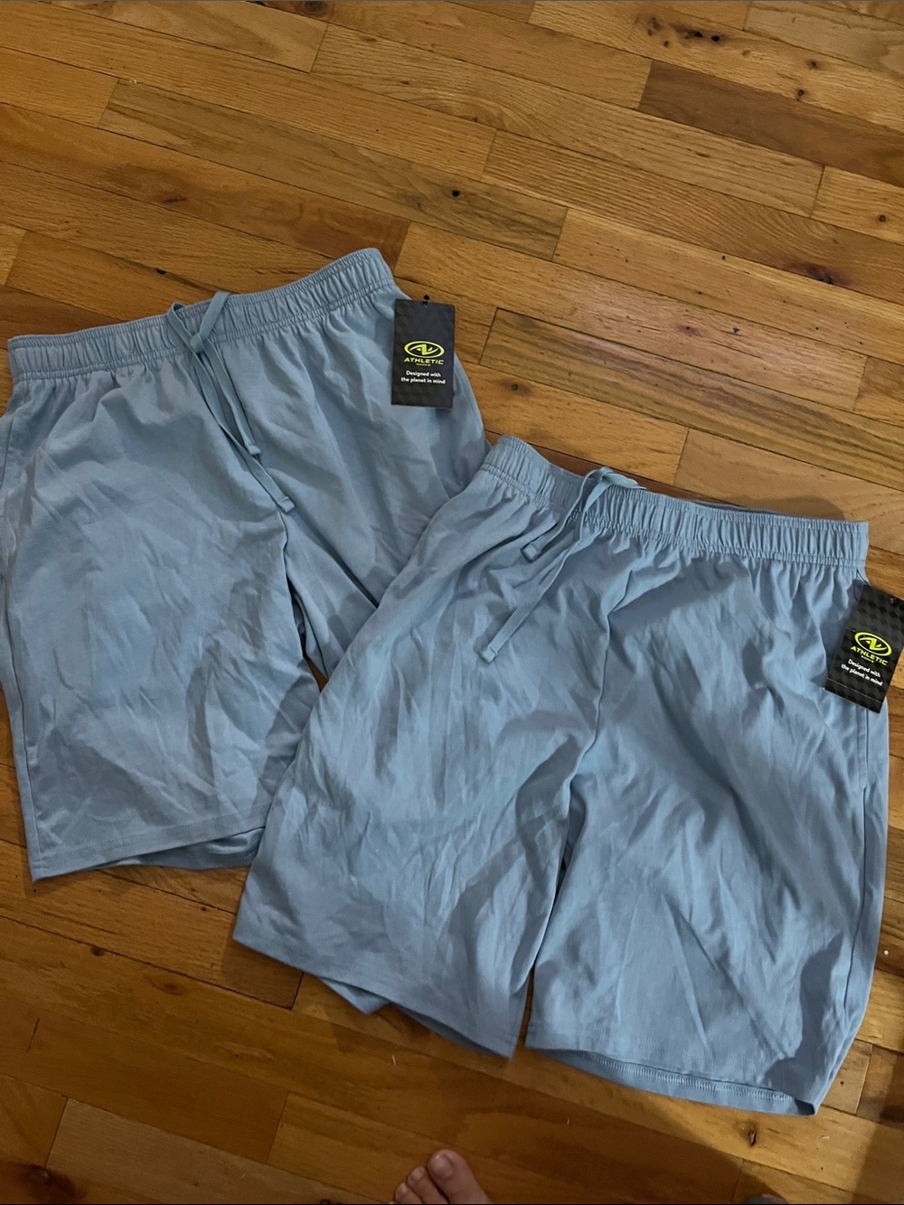 2 Athletic Works Men's Pale Blue Elastic Waist Athletic Shorts